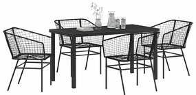 vidaXL Σέτ φαγητού για κήπο 5 pcs Μαύρο συνθετικό ρατάν