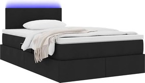 vidaXL LED Κρεβάτι αποθήκευσης με στρώμα Μαύρο 120 x 200 cm Ύφασμα