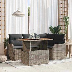 vidaXL Σετ Καναπέ Κήπου 5 Τεμαχίων Με Μαξιλάρια Γκρι Πολυ ΡάταΝ