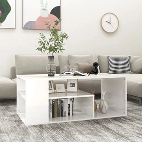 vidaXL Τραπεζάκι Σαλονιού Γυαλιστερό Λευκό 100x50x40 εκ. Επεξ. Ξύλο
