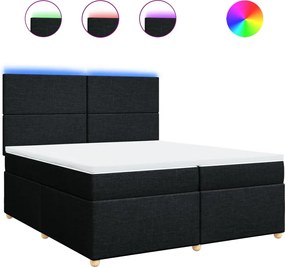 vidaXL Κρεβάτι Boxspring με Στρώμα Μαύρο 200x200 εκ. Υφασμάτινο