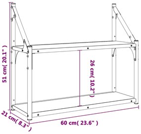 Ραφιέρα Τοίχου με 2 Ράφια Sonoma Δρυς 60x21x51 εκ Επεξεργ. Ξύλο - Καφέ