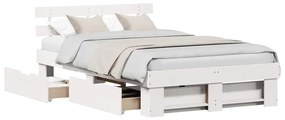 vidaXL Σκελετός Κρεβατιού Λευκό 135 x 190 cm Μασίφ ξύλο πεύκου