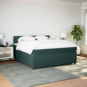 vidaXL Κρεβάτι Boxspring με Στρώμα Σκούρο Πράσινο 180x200εκ. Βελούδινο