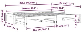 Καναπές Κρεβάτι Συρόμενος 2x(90x200) εκ. από Μασίφ Ξύλο Πεύκου - Καφέ