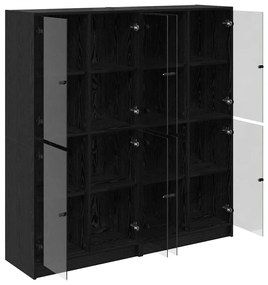 vidaXL Highboard 2 pcs Μαύρη Οξυά 68 x 37 x 142 εκ Επεξεργασμένο ξύλο
