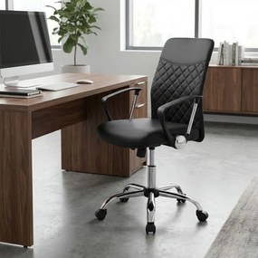 Καρέκλα γραφείου Avelon Megapap από τεχνόδερμα χρώμα μαύρο 60x56x94/103εκ.