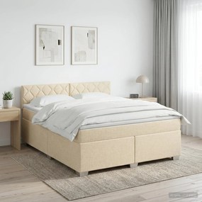 vidaXL Κρεβάτι box spring με στρώμα Κρεμ 160 x 200 cm Ύφασμα