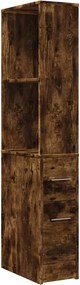 vidaXL Ντουλάπι Μπάνιου Στενό με Ροδάκια Καπνιστή Δρυς Επεξ. Ξύλο