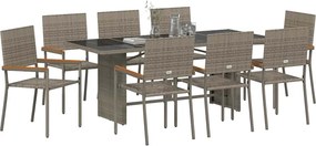 vidaXL Σέτ φαγητού για κήπο 9 pcs Γκρι συνθετικό ρατάν