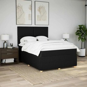 vidaXL Κρεβάτι Boxspring με Στρώμα Μαύρο 140x190 εκ. Υφασμάτινο