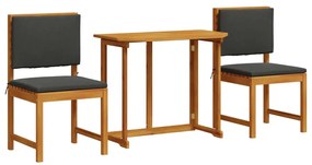 vidaXL Σετ Μπιστρό Κήπου 3 pcs Καφέ Μασίφ ξύλο ακακίας