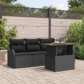 vidaXL Σετ Καναπέ Κήπου με αποθήκευση 5 pcs Μαύρο Πολυ ράταν