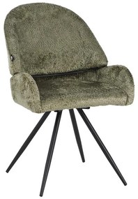 Καρέκλα περιστρεφόμενη Morea μπουκλέ ύφασμα λαδί με μαύρα μεταλλικά πόδια 55x63.5x89.5εκ. 2αδα 55x63.5x89.5 εκ.