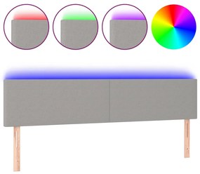 vidaXL Κεφαλάρι Κρεβατιού LED Ανοιχτό Γκρι 200x5x78/88 εκ. Υφασμάτινο