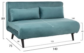 Καναπές - Κρεβάτι Asma 2θέσιος Βελούδο Μέντα 140x80x77Y εκ. 140x80x77 εκ.