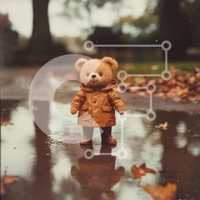 Intra Συλλεκτικό Ξύλινο Παζλ Plywood  4mm - Teddy Bear με αδιάβροχο που στέκεται στη λακκούβα Σε Ξύλινο Κουτί - Διαστάσεις Puzzle: 10x10 cm – 25 κομμάτια