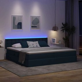 vidaXL LED Κρεβάτι αποθήκευσης με στρώμα Μπλε 200 x 200 cm Ύφασμα