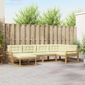 vidaXL Σειρά Καναπέ Εξωτερικού 5 pcs Λευκό και Κρεμ Πολυεστέρας