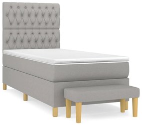 ΚΡΕΒΑΤΙ BOXSPRING ΜΕ ΣΤΡΩΜΑ ΑΝΟΙΧΤΟ ΓΚΡΙ 100X200 ΕΚ. ΥΦΑΣΜΑΤΙΝΟ 3137373