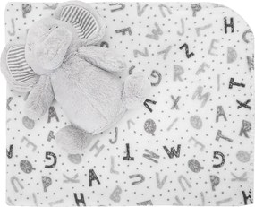 NAPPY WHITE BLANKET WITH GREY ELEPHANT