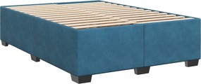 vidaXL Κρεβάτι box spring με στρώμα Μπλε 140 x 200 cm Βελούδο