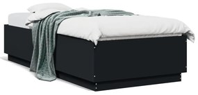Πλαίσιο Κρεβατιού με LED Μαύρο 90x200 εκ. Επεξεργ. Ξύλο - Μαύρο