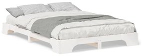 vidaXL Κρεβάτι δαπέδου με αποθήκευση Λευκό 140 x 210 cm ξύλο