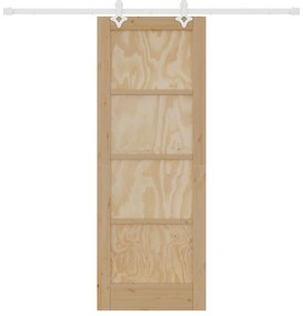 vidaXL Συρόμενη Πόρτα με Σετ Υλικών 73.5x198.5 εκ. Συμπαγές Ξύλο Πεύκου
