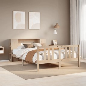vidaXL Κρεβάτι Βιβλιοθήκη Χωρίς Στρώμα 135x190 εκ Μασίφ Ξύλο Πεύκου