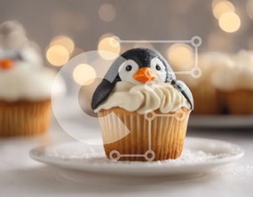 Intra Συλλεκτικό Ξύλινο Παζλ Plywood  4mm - Cupcakes Penguin για την εορταστική περίοδο Σε Ξύλινο Κουτί - Διαστάσεις: 10x10 cm – 25 κομμάτια