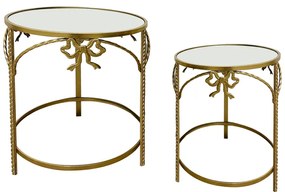 Βοηθητικό τραπέζι Frensia Inart σετ 2τεμ μέταλλο σε χρυσή απόχρωση Υλικό: METAL 295-000031