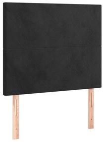 vidaXL Κρεβάτι Boxspring με Στρώμα &amp; LED Μαύρο 80x200 εκ. Βελούδινο