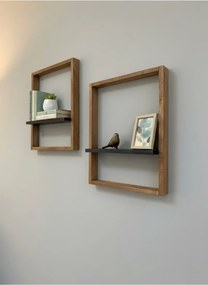 Stewehome Ξύλινο ράφι τοίχου σετ 2 τεμαχίων 40x40x25 cm