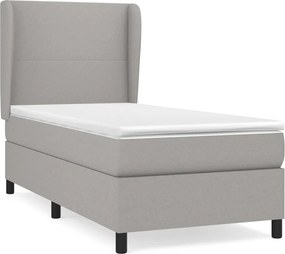 vidaXL Κρεβάτι Boxspring με Στρώμα Ανοιχτό Γκρι 80x200 εκ. Υφασμάτινο