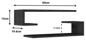 Ραφιέρα τοίχου Eldo pakoworld σετ 2τεμ μελαμίνη σε μαύρη απόχρωση 60x19.6x15εκ (1 τεμάχια)