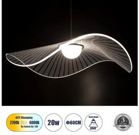 Κρεμαστό Φωτιστικό Οροφής CCT 20W Φ60cm ACRYLICA Μαύρο 60975 Globostar-60975-Μαύρο 60975