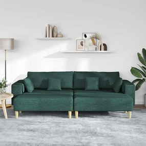 vidaXL Υφασμάτινος καναπές με μαξιλάρι 3 pcs Σκούρο Πράσινο 208 εκ. ύφασμα