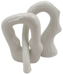 Βάζο (Σετ 2Τμχ) 24-15-50046 19,5x14x25/17x6x20cm Ecru Marhome Ceramic