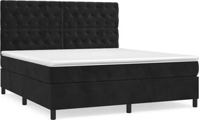 vidaXL Κρεβάτι Boxspring με Στρώμα Μαύρο 160x200 εκ. Βελούδινο
