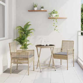 vidaXL Σετ Μπιστρό Κήπου 3 pcs Μπεζ Πολυ ράταν