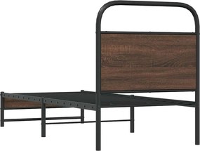vidaXL Πλαίσιο Κρεβατιού Χωρ. Στρώμα Καφέ Δρυς 75x190εκ Επεξ. Ξύλο