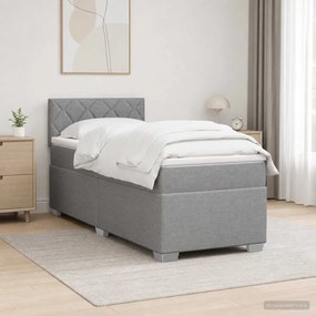 vidaXL Κρεβάτι box spring με στρώμα Ανοιχτό γκρι 100 x 200 cm Ύφασμα