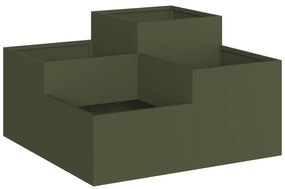 vidaXL Γλάστρα Κήπου 80x80x48 εκ. Ελαιόχρωμο Ατσάλι