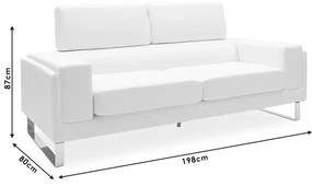 ΚΑΝΑΠΕΣ SHEA PAKOWORLD 3ΘΕΣΙΟΣ PU IVORY-INOX 198X80X87ΕΚ