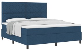 vidaXL Κρεβάτι Box Spring με Στρώμα Μπλε Σούπερ Κινγκ Ύφασμα