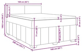 Κρεβάτι Boxspring με Στρώμα Αν. Πράσινο 160x200εκ Υφασμάτινο - Γκρι