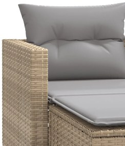 vidaXL Καναπές Κήπου Διθέσιος με Σκαμπό Μπεζ από Συνθετικό Ρατάν