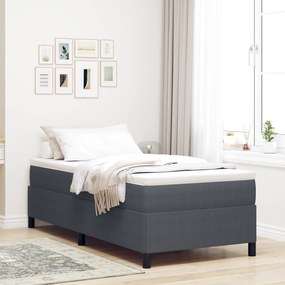 vidaXL Κρεβάτι Σκελετός Σκούρο Γκρι 90x190 εκ Καπιτονέ Υφασμα