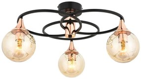 Φωτιστικό Οροφής - Πλαφονιέρα 683AVN1125 Φ60x31cm 3xE27 6W Black-Bronze Opviq
